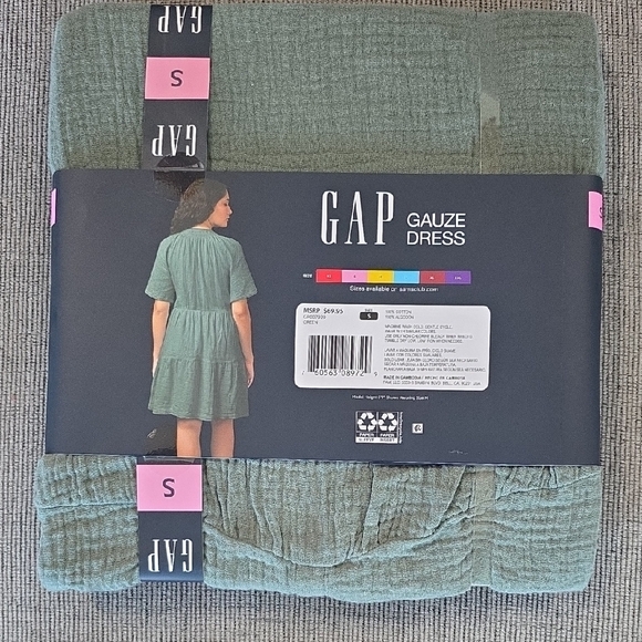 GAP Sage Green Gauze Dress, Small, NWT - Picture 4 of 7